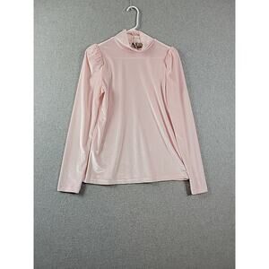 NWT Ryegrass Pink Blush Velour LS Mock Neck Blouse Women's Medium Stretch